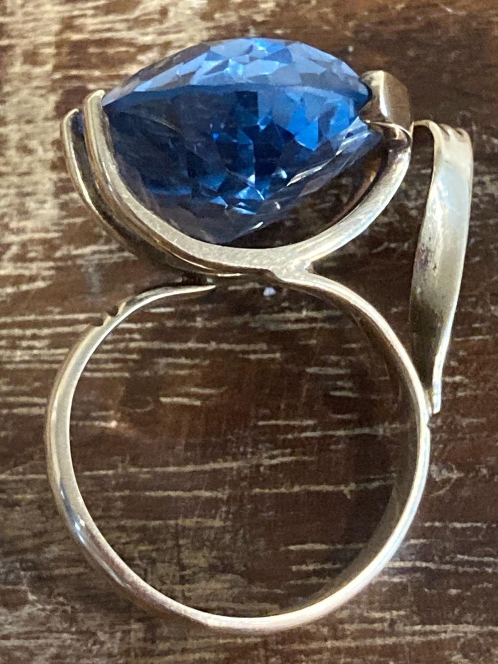 Vintage 14K Gold Abstract Ring Large Blue Oval Gemstone • Size 8.25 • 11 Grams - Picture 14 of 17